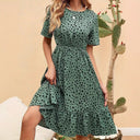 Chic Cotton Dress with Flared Skirt and Dots