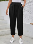Ladies Stylish Leisure Pants with Elastic Waist and Pockets