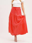 Women's Flowing Ruffle Skirt with Elastic Waist