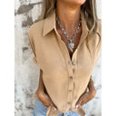 Chic Women's Short Sleeve Blouse with Button Design