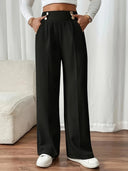 Chic Palazzo Pants with Decorative Buttons for Women