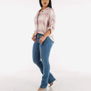 Women's High-Waisted Bootcut Jeans with Stylish Button Accents