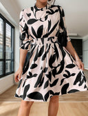 Floral Dress with Elastic Waist and Balloon Sleeves for Women