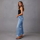 High-Waisted Distressed Flared Jeans for Women
