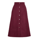 Stylish Women's Long Corduroy Skirt with Button Detail