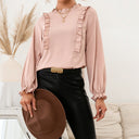 Chic Ruffle-Detail Women's Blouse with Flowing Sleeves
