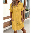 Chic Button-Up Shirt Dress with Pockets