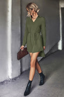 Chic Blouse Dress with Stylish Lacing and Button Accents