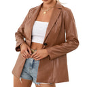 Chic Faux Leather Blazer Jacket for Women