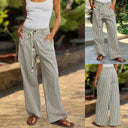 Chic Striped Beach Pants with Braided Waistband