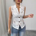 Ladies Lace Blouse with Stylish Button Placket