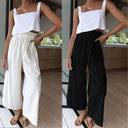 Chic High-Waisted Palazzo Pants with Elastic Waistband and Side Pockets