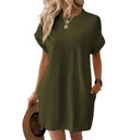 Chic Women's T-Shirt Dress with Pockets