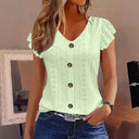 Women's Ruffle-Detail Blouse with Button Closure