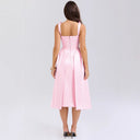 Chic V-Neck Women's Maxi Dress with Structured Skirt