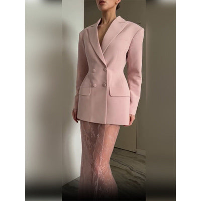 Chic Women's Blazer with Double-Breasted Design
