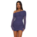 Chic Asymmetrical Sleeve Mini Dress with Ruching