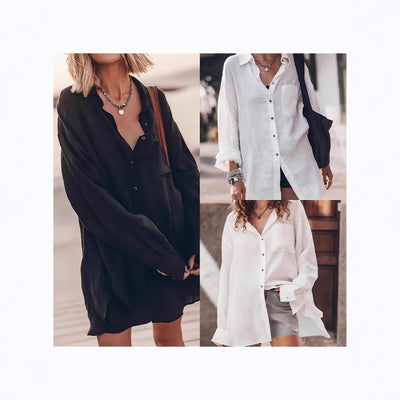 Elegant Women's Oversized Linen Blouse