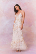 Stunning Evening Dress with Lace and Ruffle Accents