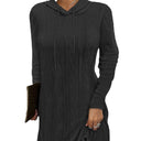 Chic Hooded Knit Dress with Side Slit