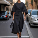 Stylish Midi Dress with Flowing Sleeves
