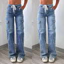 Women's Wide Leg Cargo Jeans with Utility Pockets