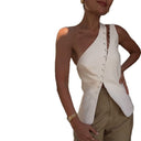 Chic Women's One-Shoulder Blouse with Button Detail