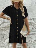 Textured Women's Shirt Dress with Pockets