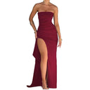 Chic Off-Shoulder Dress with High Slit Design