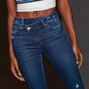 Women's High-Waisted Flared Jeans with Frayed Hem