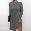Textured Knit Women's Hoodie Dress
