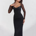Chic Maxi Dress with Sheer Sleeves and Ruffled Hem