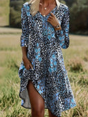 Chic Women's V-Neck Dress with Side Slit