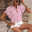 Chic Ruffled V-Neck Women's Blouse