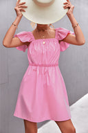 Chic Women's Dress with Statement Sleeves and Elastic Waist