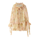 Floral Chiffon Blouse with Statement Sleeves