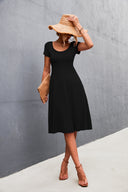 Women's A-Line Dress with Round Neckline - Ideal for Everyday Wear