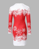 Chic Long Sleeve Snowflake Print Dress for Women