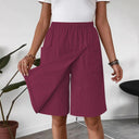 Women's Knee-Length Wrap Skirt with Elastic Waist and Handy Pockets