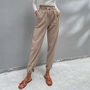 Chic Women's Jogging Pants with Stylish Belt and Elastic Waist