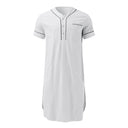 Chic Women's Short Sleeve Dress with Stand-Up Collar