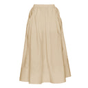 Women's Midi Skirt with Chic Pleats and Stretch Waist