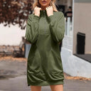 Chic Women's High Collar Dress with Pockets