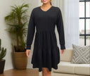 Chic Women's Knit Dress with Flowing Hem