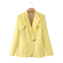 Chic Women's Blazer Jacket with Structured Collar and Shiny Accents