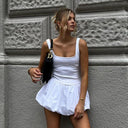 Women's Flared Skirt Dress with Square Neckline