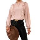 Chic Ruffle-Detail Women's Blouse with Flowing Sleeves