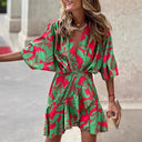 Animal Print Women's Wrap Dress with Statement Sleeves