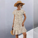 Floral Design Women's Dress with Full Skirt