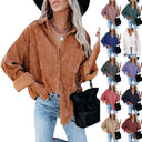 Chic Women's Corduroy Button-Up Blouse